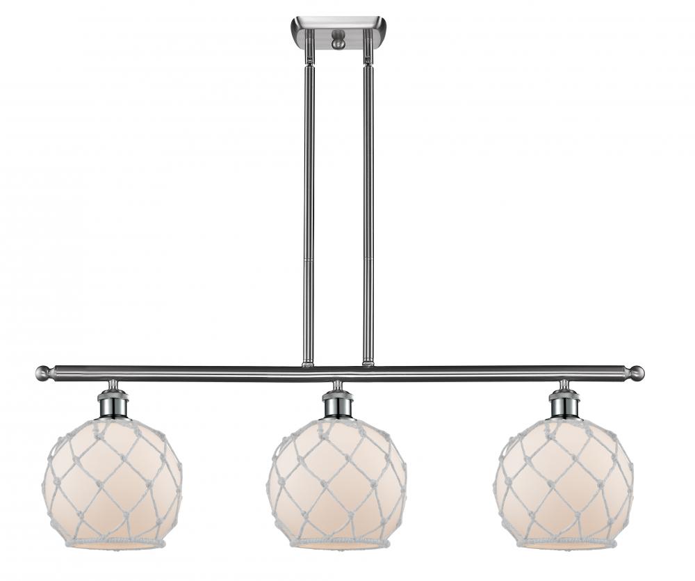 Farmhouse Rope - 3 Light - 36 inch - Brushed Satin Nickel - Stem hung - Island Light