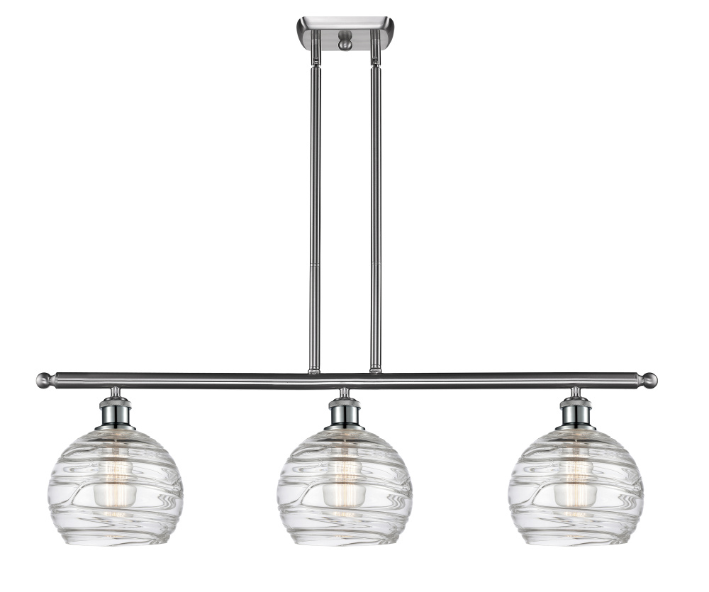 Athens Deco Swirl - 3 Light - 36 inch - Brushed Satin Nickel - Stem Hung - Island Light