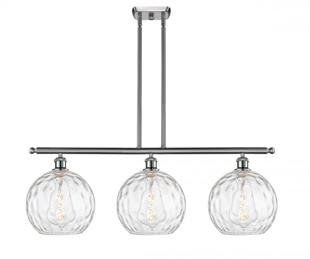 Athens Water Glass - 3 Light - 37 inch - Brushed Satin Nickel - Stem hung - Island Light