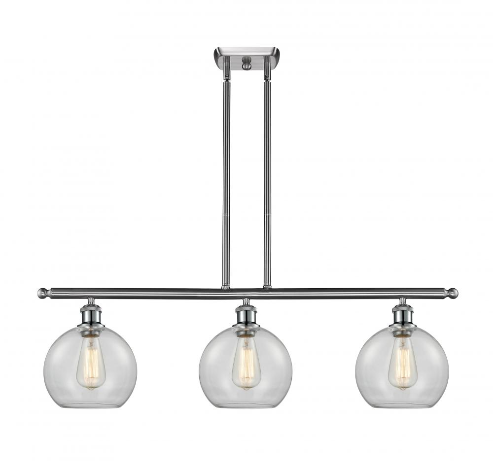 Athens - 3 Light - 36 inch - Brushed Satin Nickel - Stem hung - Island Light