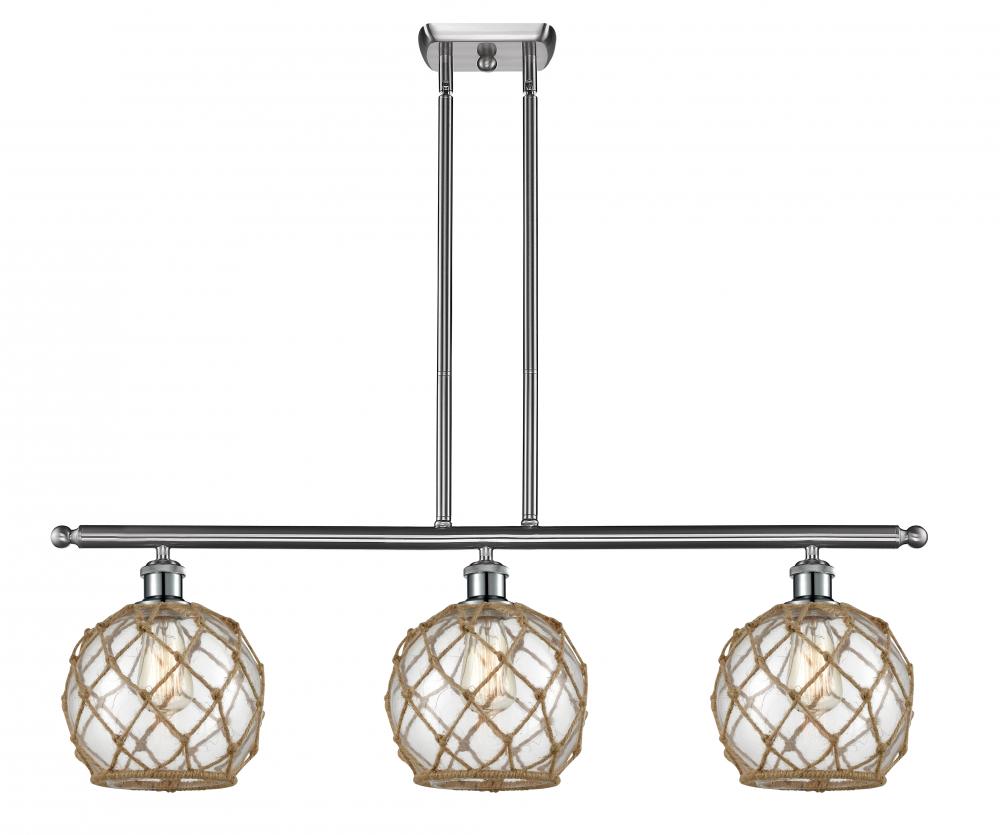 Farmhouse Rope - 3 Light - 36 inch - Brushed Satin Nickel - Stem hung - Island Light