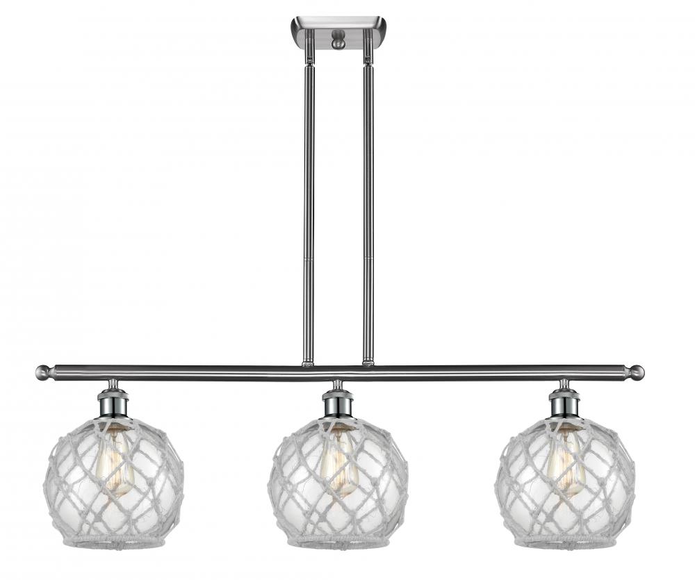Farmhouse Rope - 3 Light - 36 inch - Brushed Satin Nickel - Stem hung - Island Light
