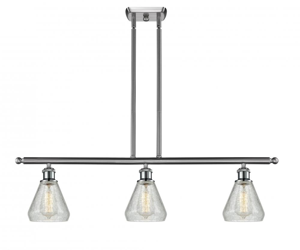Conesus - 3 Light - 36 inch - Brushed Satin Nickel - Stem hung - Island Light