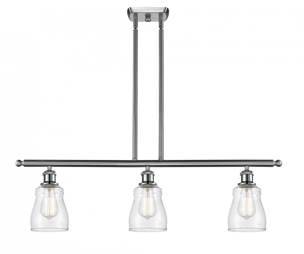 Ellery - 3 Light - 36 inch - Brushed Satin Nickel - Stem hung - Island Light