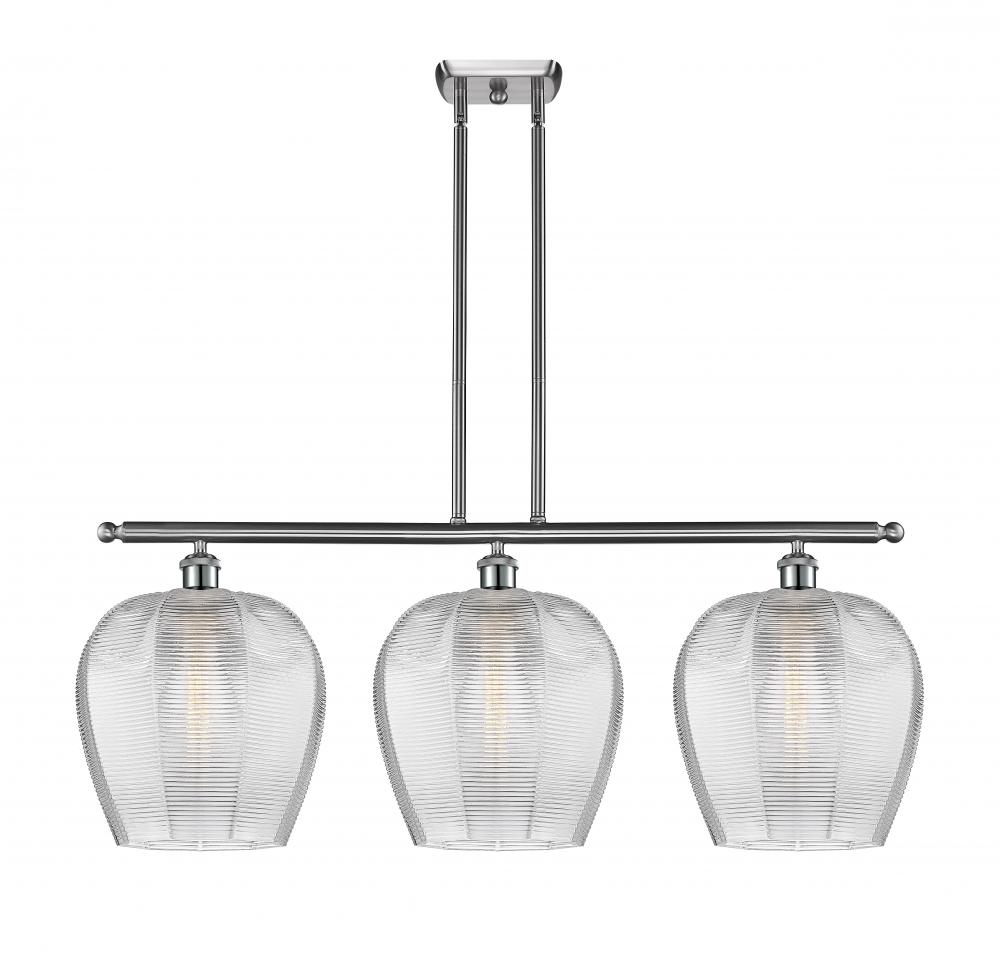 Norfolk - 3 Light - 38 inch - Brushed Satin Nickel - Stem hung - Island Light