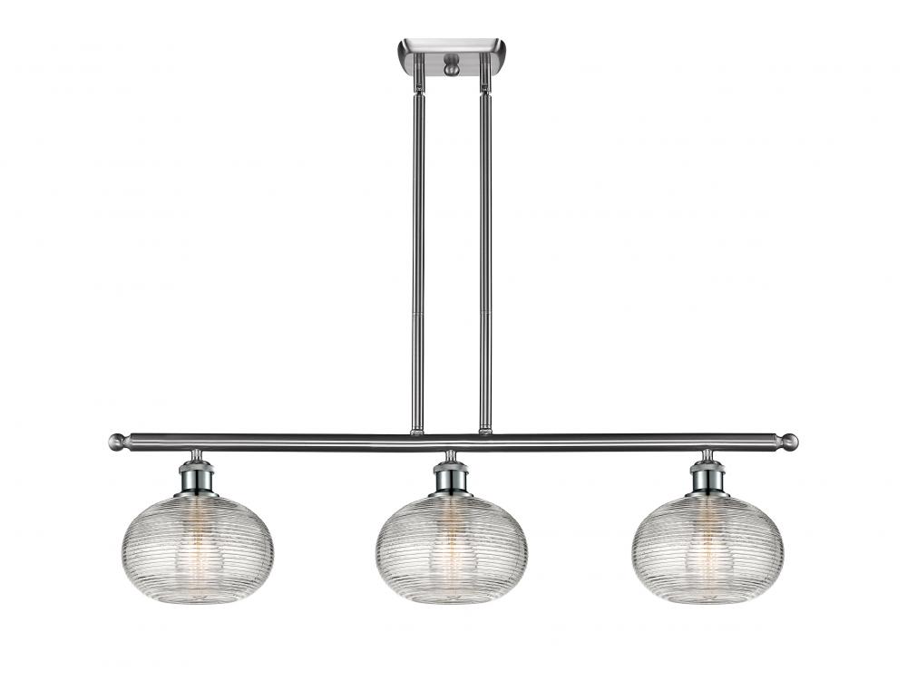 Ithaca - 3 Light - 36 inch - Brushed Satin Nickel - Stem hung - Island Light