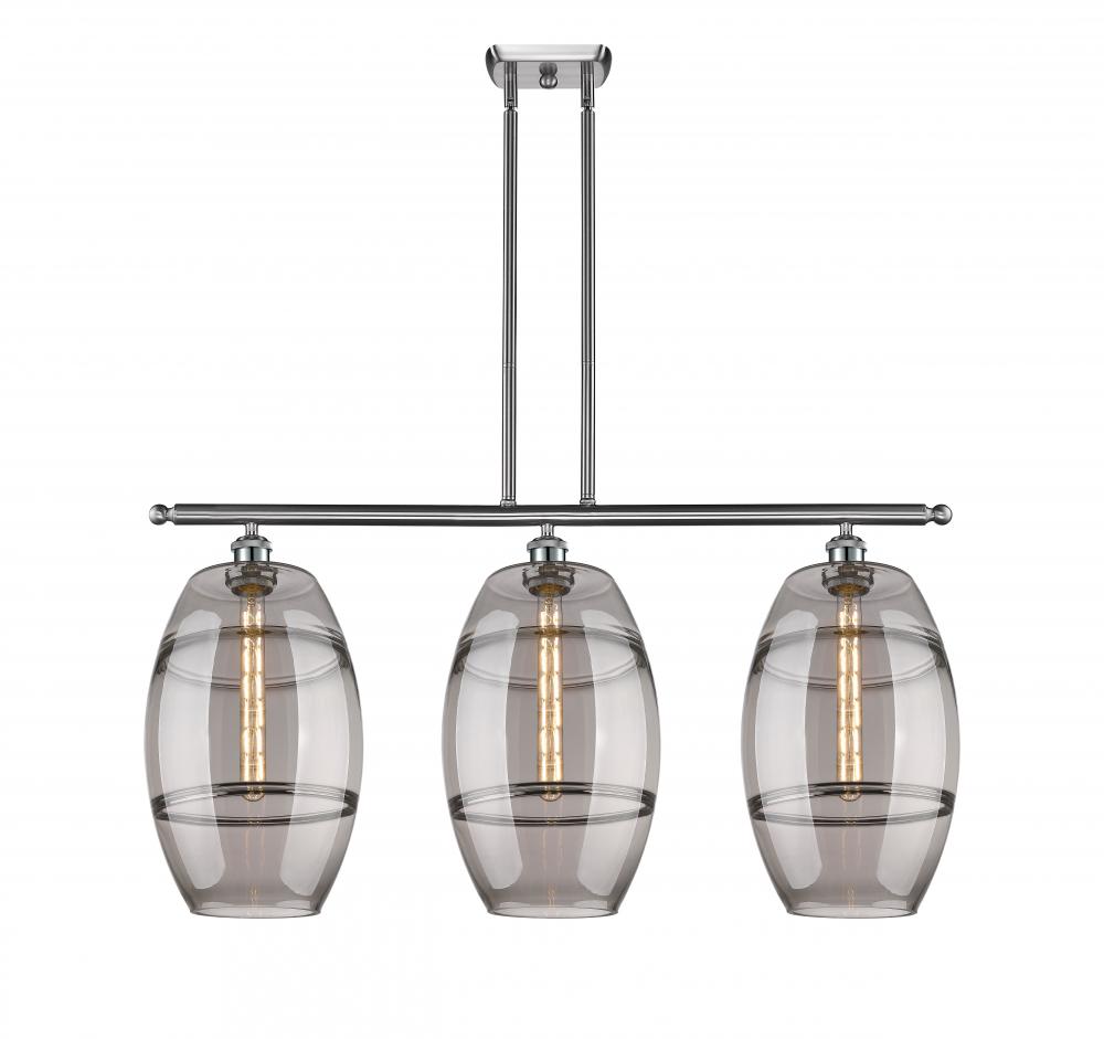 Vaz - 3 Light - 37 inch - Brushed Satin Nickel - Stem hung - Island Light