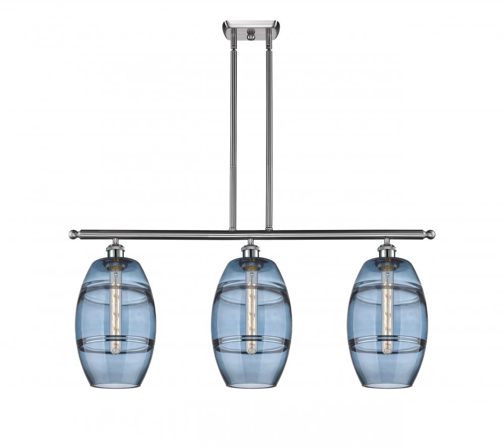Vaz - 3 Light - 36 inch - Brushed Satin Nickel - Stem hung - Island Light