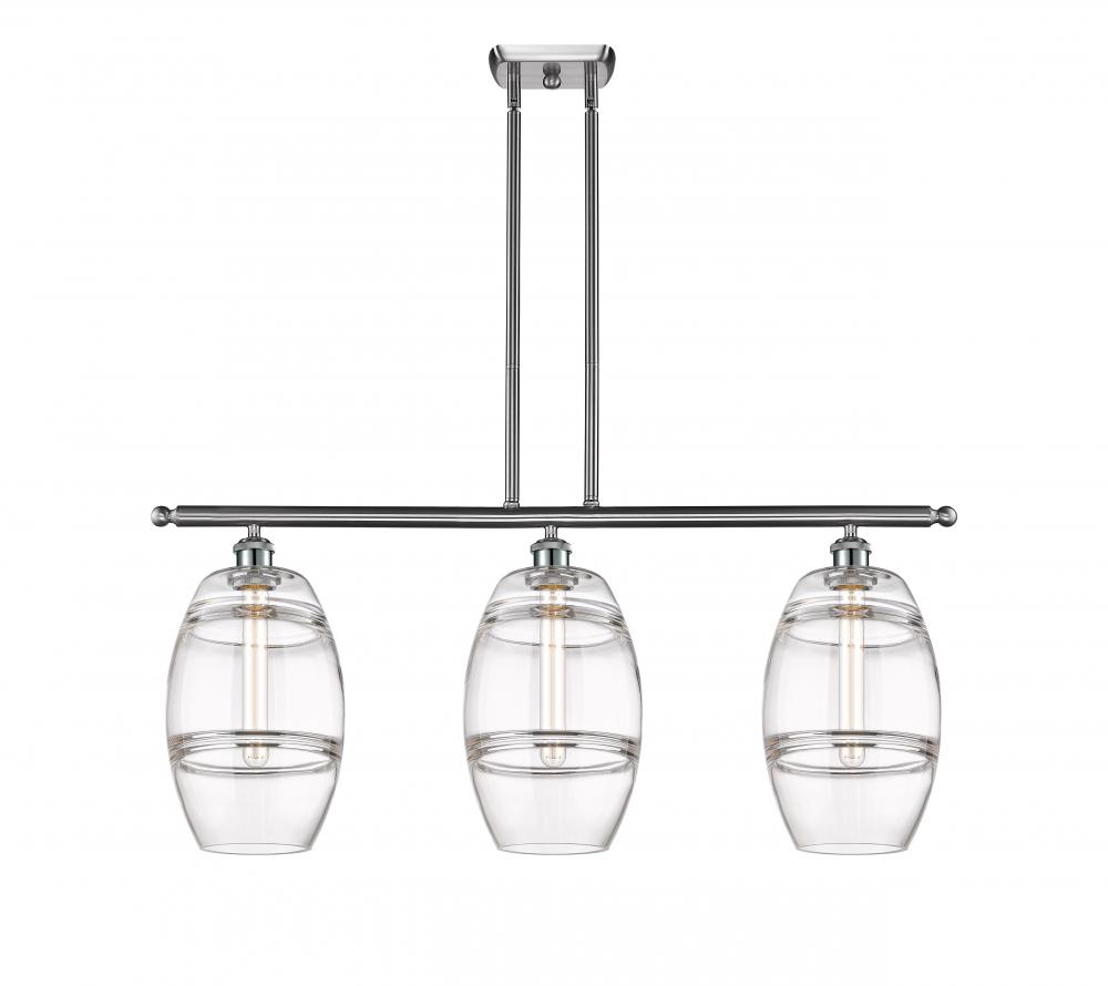 Vaz - 3 Light - 36 inch - Brushed Satin Nickel - Stem hung - Island Light