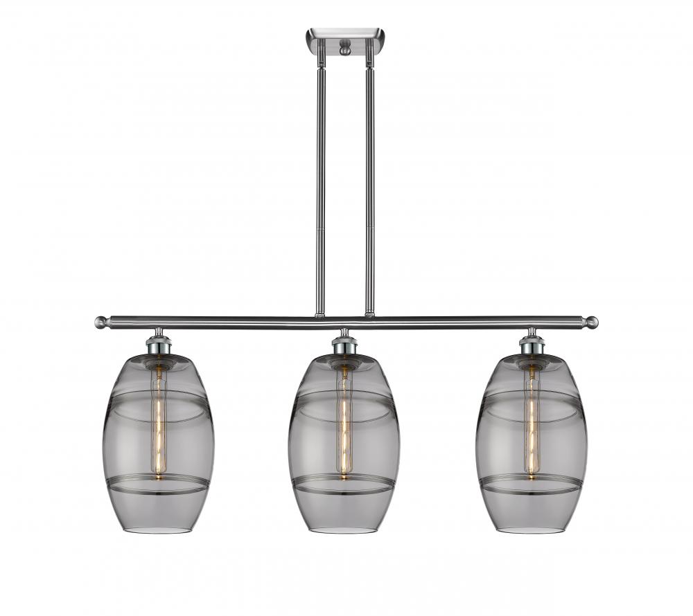 Vaz - 3 Light - 36 inch - Brushed Satin Nickel - Stem hung - Island Light