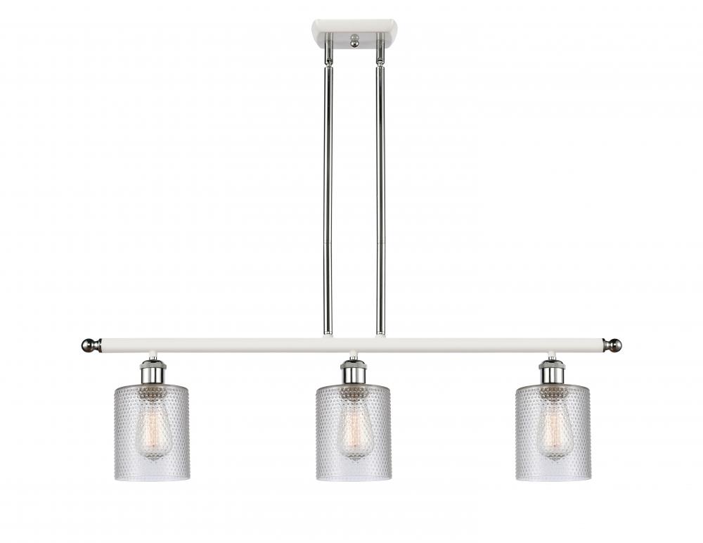 Cobbleskill - 3 Light - 36 inch - White Polished Chrome - Stem hung - Island Light