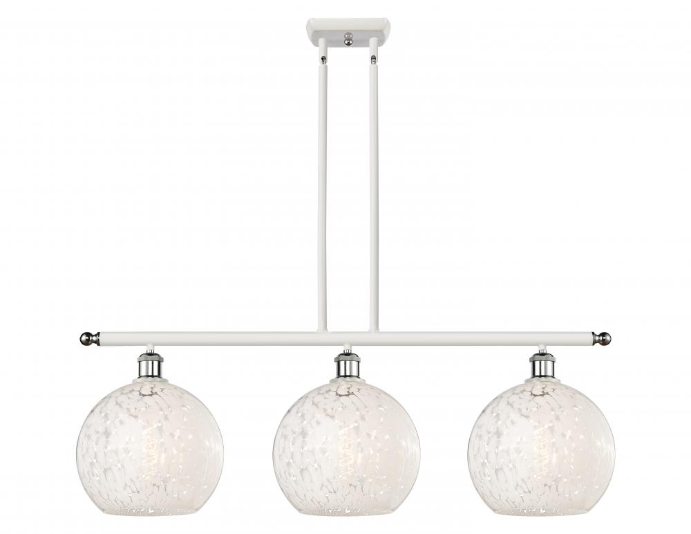 White Mouchette - 3 Light - 37 inch - White Polished Chrome - Stem Hung - Island Light