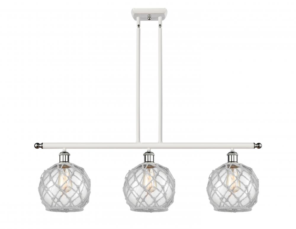 Farmhouse Rope - 3 Light - 36 inch - White Polished Chrome - Stem hung - Island Light