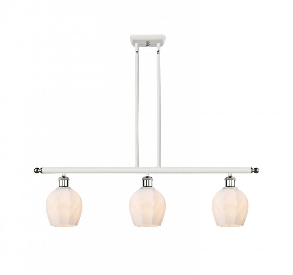 Norfolk - 3 Light - 36 inch - White Polished Chrome - Stem hung - Island Light