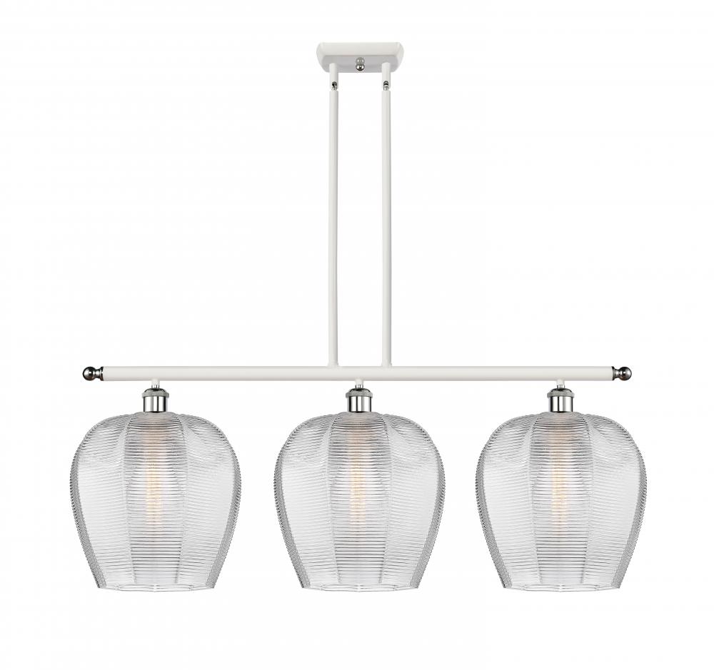 Norfolk - 3 Light - 38 inch - White Polished Chrome - Stem hung - Island Light