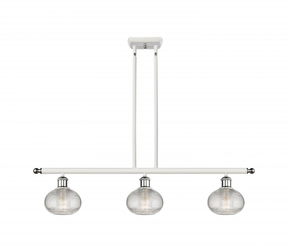 Ithaca - 3 Light - 36 inch - White Polished Chrome - Stem hung - Island Light