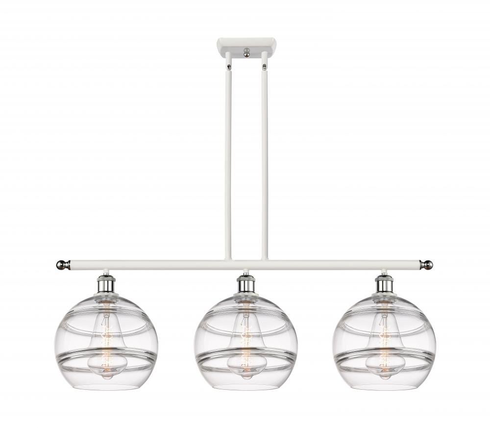 Rochester - 3 Light - 37 inch - White Polished Chrome - Stem hung - Island Light