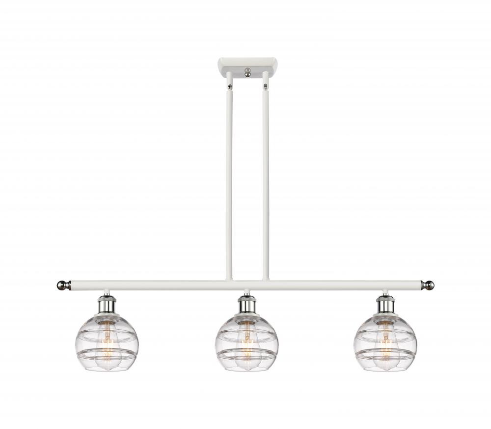 Rochester - 3 Light - 36 inch - White Polished Chrome - Stem hung - Island Light
