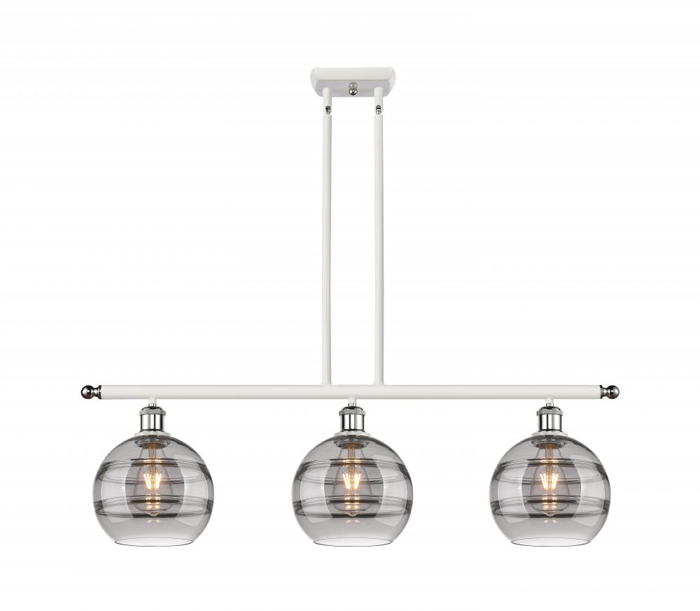 Rochester - 3 Light - 36 inch - White Polished Chrome - Stem hung - Island Light