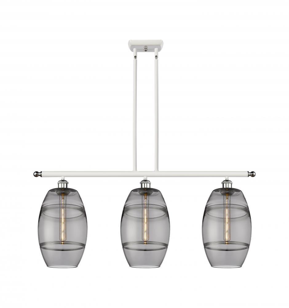 Vaz - 3 Light - 36 inch - White Polished Chrome - Stem hung - Island Light