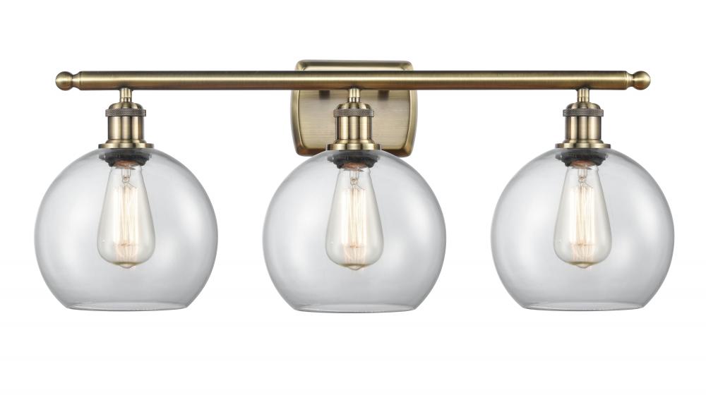 Athens - 3 Light - 28 inch - Antique Brass - Bath Vanity Light