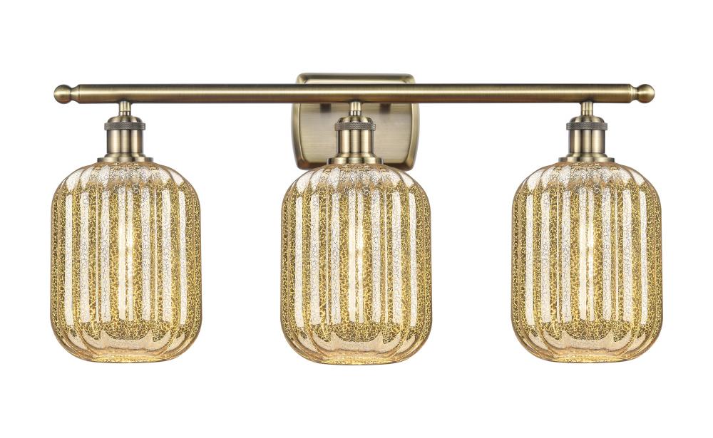 Preston Cylinder - 3 Light - 27 inch - Antique Brass - Bath Vanity Light