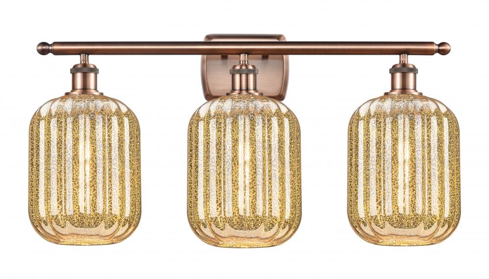 Preston Cylinder - 3 Light - 27 inch - Antique Copper - Bath Vanity Light