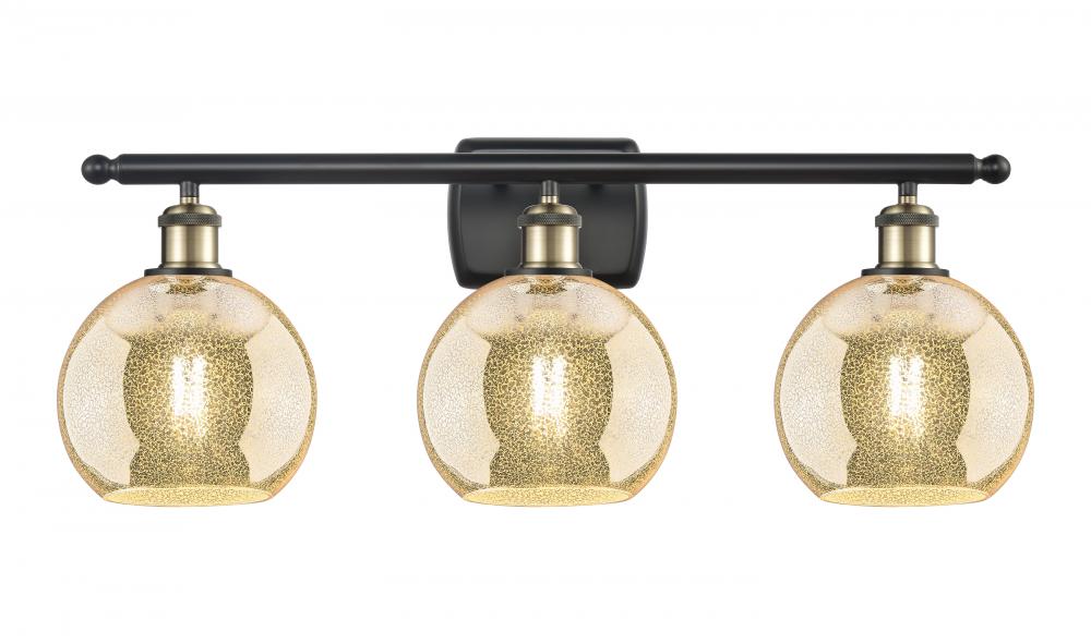 Athens - 3 Light - 28 inch - Black Antique Brass - Bath Vanity Light