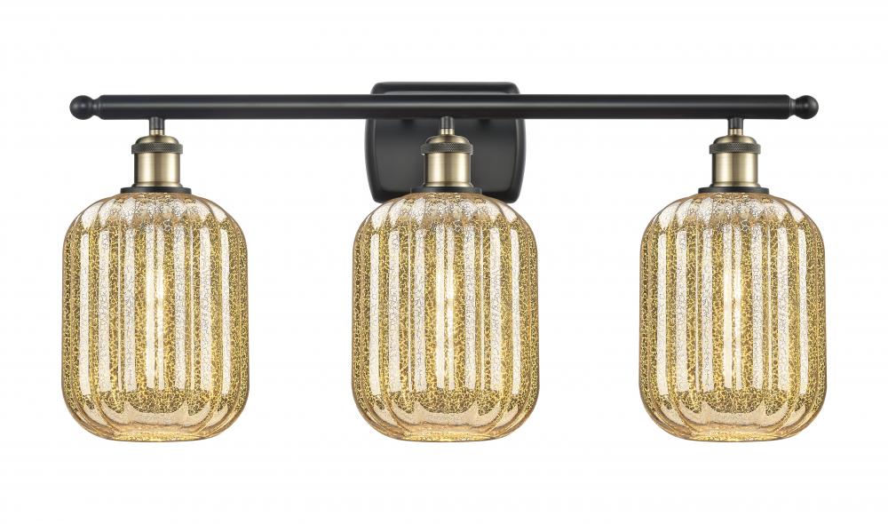 Preston Cylinder - 3 Light - 27 inch - Black Antique Brass - Bath Vanity Light