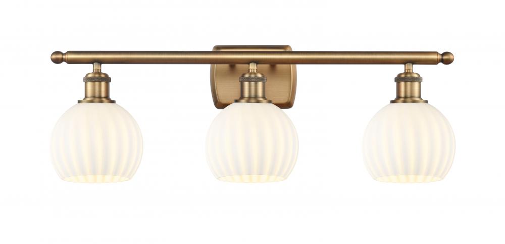 White Venetian - 3 Light - 26 inch - Brushed Brass - Bath Vanity Light