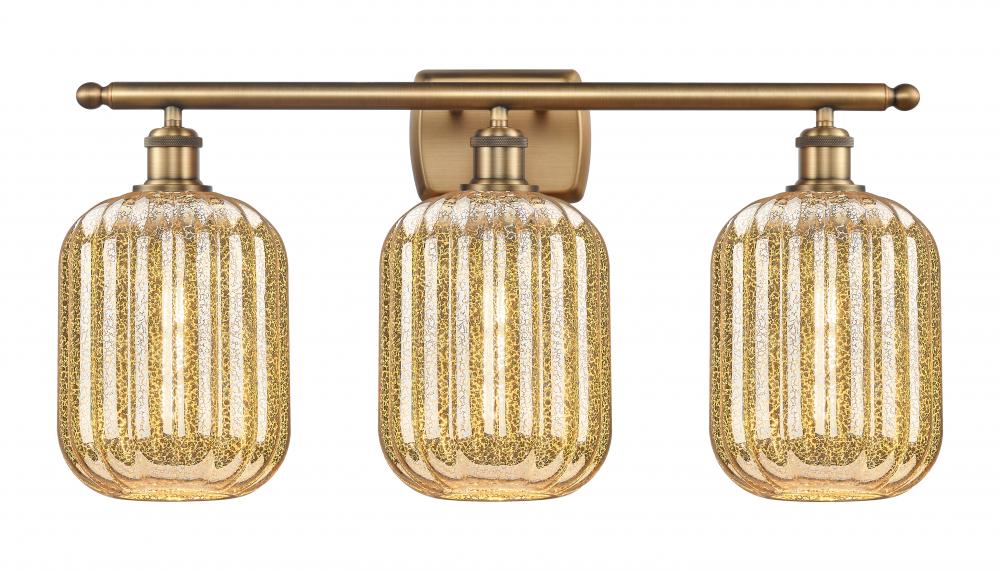 Preston Cylinder - 3 Light - 27 inch - Brushed Brass - Bath Vanity Light