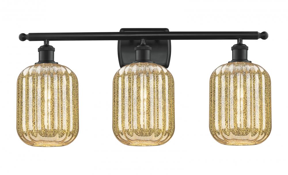 Preston Cylinder - 3 Light - 27 inch - Matte Black - Bath Vanity Light