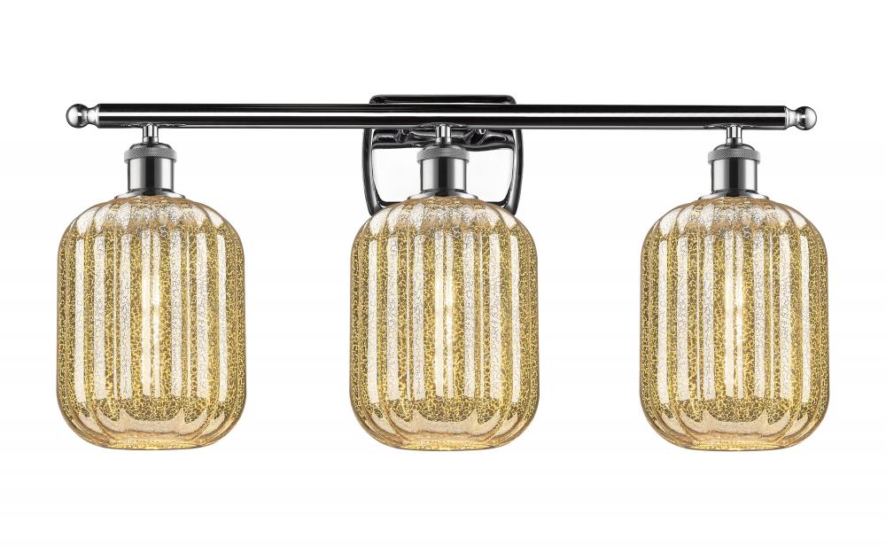 Preston Cylinder - 3 Light - 27 inch - Polished Chrome - Bath Vanity Light