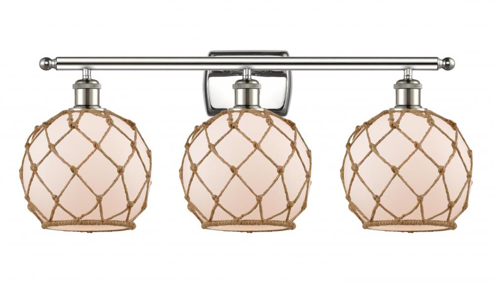 Farmhouse Rope - 3 Light - 28 inch - Polished Nickel - Bath Vanity Light