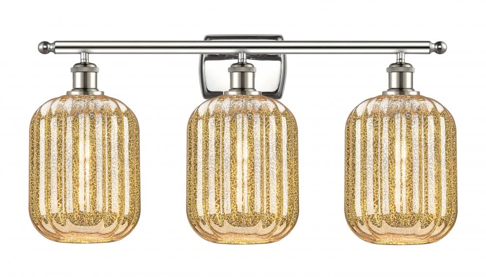 Preston Cylinder - 3 Light - 27 inch - Polished Nickel - Bath Vanity Light