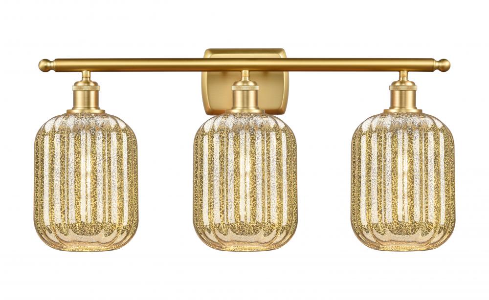 Preston Cylinder - 3 Light - 27 inch - Satin Gold - Bath Vanity Light