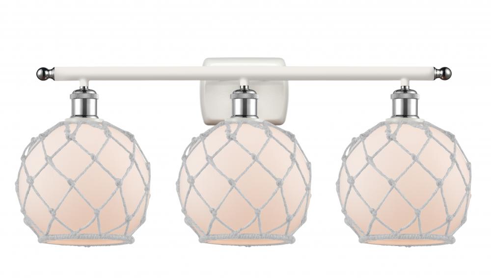 Farmhouse Rope - 3 Light - 28 inch - White Polished Chrome - Bath Vanity Light