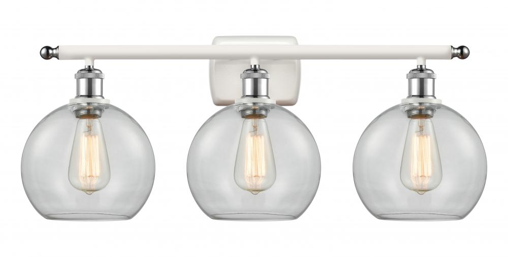 Athens - 3 Light - 28 inch - White Polished Chrome - Bath Vanity Light