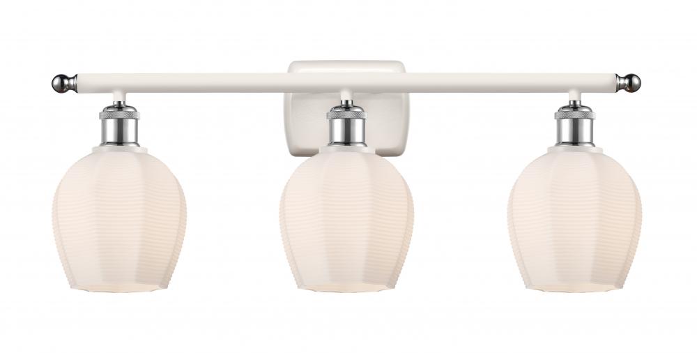 Norfolk - 3 Light - 26 inch - White Polished Chrome - Bath Vanity Light