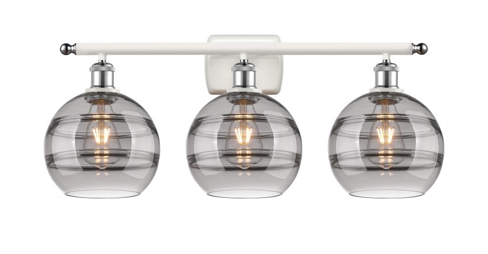 Rochester - 3 Light - 28 inch - White Polished Chrome - Bath Vanity Light