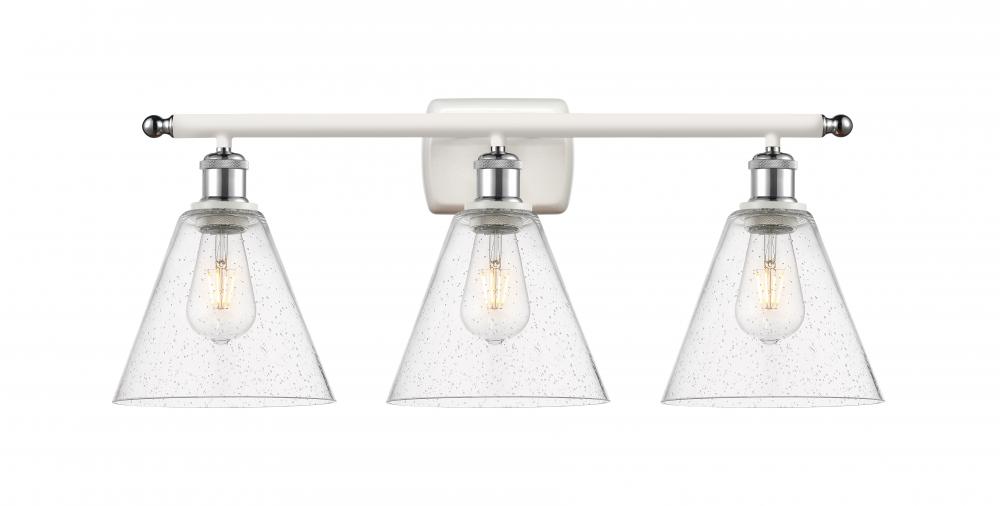 Berkshire - 3 Light - 28 inch - White Polished Chrome - Bath Vanity Light