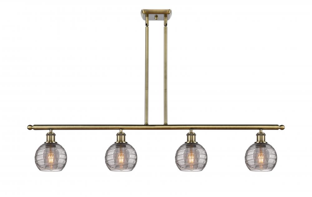 Athens Deco Swirl - 4 Light - 48 inch - Antique Brass - Stem hung - Island Light