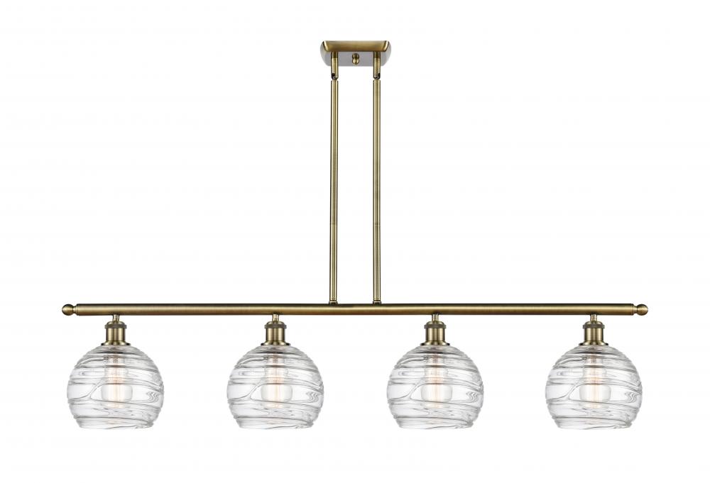 Athens Deco Swirl - 4 Light - 48 inch - Antique Brass - Stem Hung - Island Light
