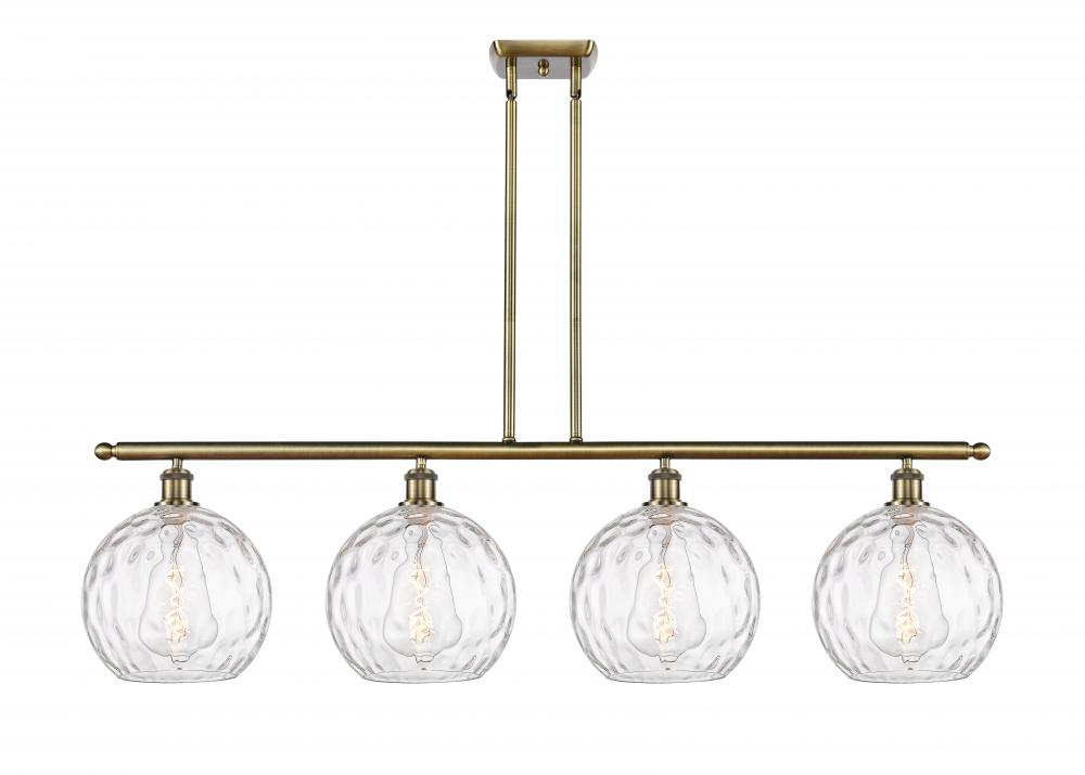 Athens Water Glass - 4 Light - 48 inch - Antique Brass - Stem hung - Island Light
