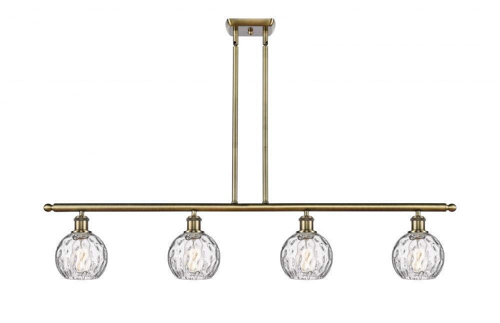 Athens Water Glass - 4 Light - 48 inch - Antique Brass - Stem hung - Island Light