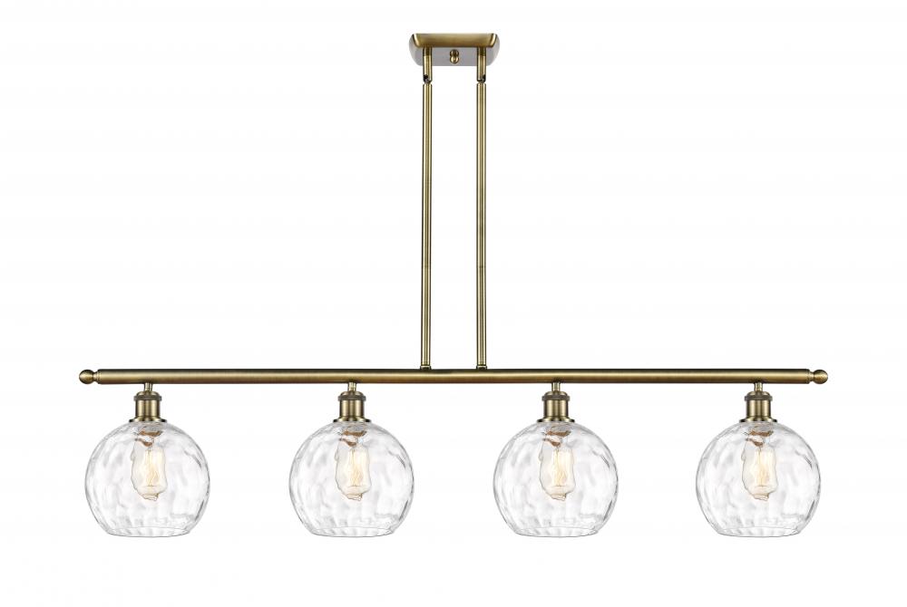 Athens Water Glass - 4 Light - 48 inch - Antique Brass - Stem hung - Island Light