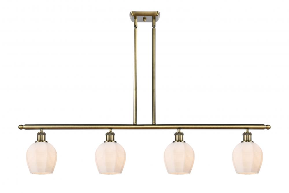 Norfolk - 4 Light - 48 inch - Antique Brass - Stem hung - Island Light