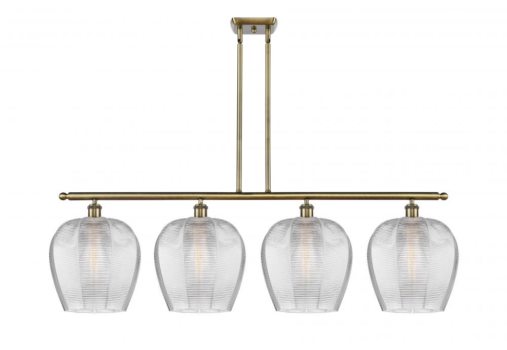 Norfolk - 4 Light - 50 inch - Antique Brass - Stem hung - Island Light