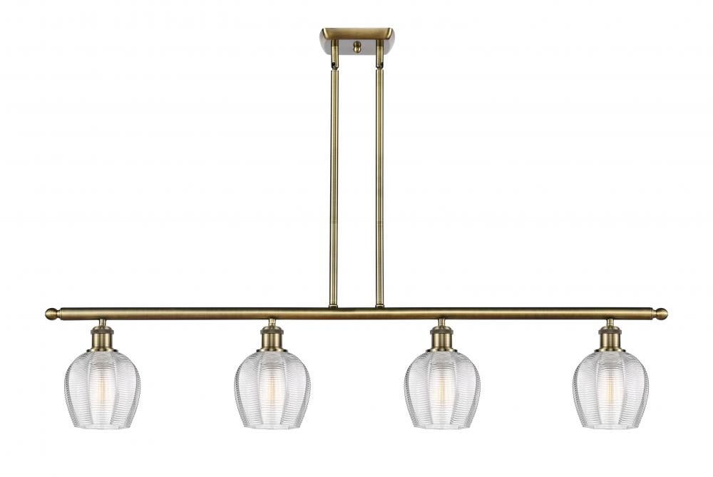 Norfolk - 4 Light - 48 inch - Antique Brass - Stem hung - Island Light