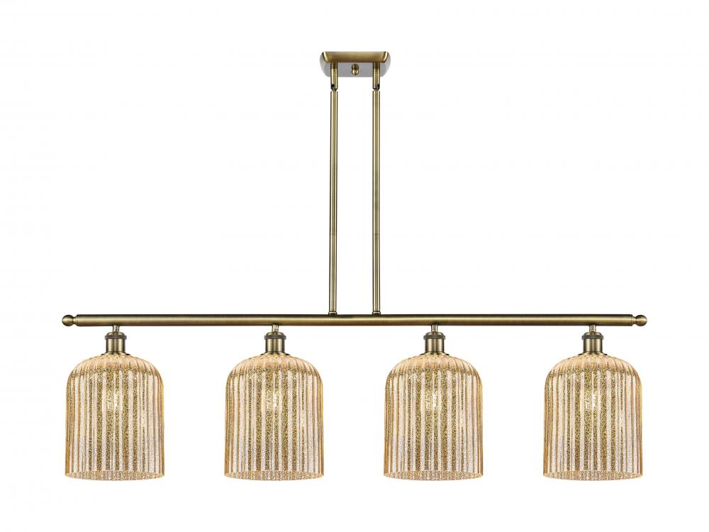 Bridal Veil - 4 Light - 48 inch - Antique Brass - Stem hung - Island Light